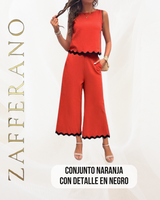 Conjunto Negro con detalle blanco en orillas