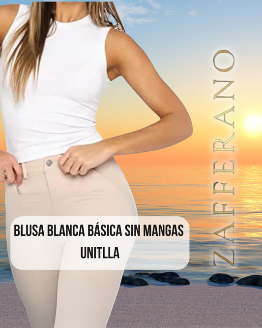Blusa Básica sin manga color blanco