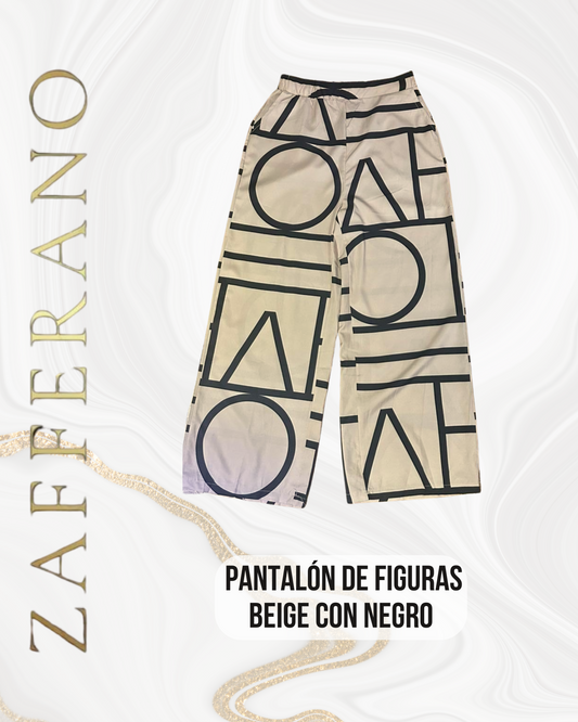 Pantalón Beige con figuras geométricas